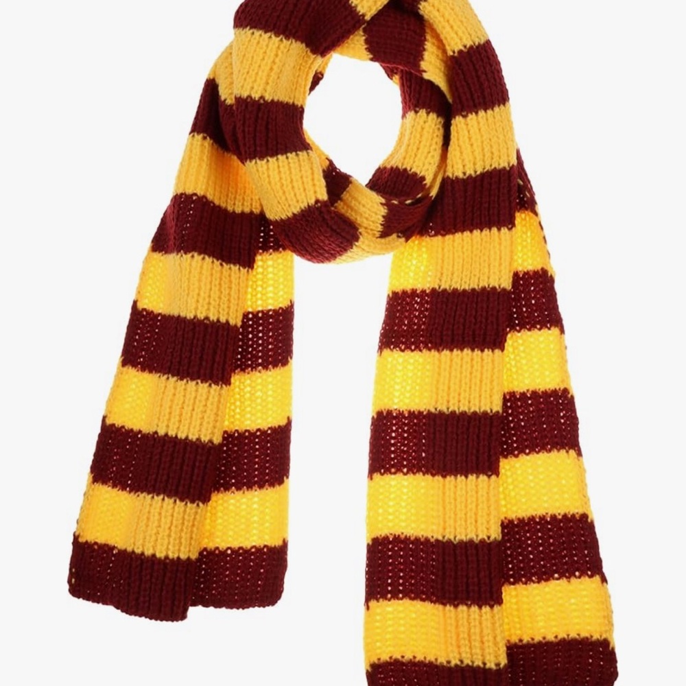 Striped Deep Red and Yellow Scarf